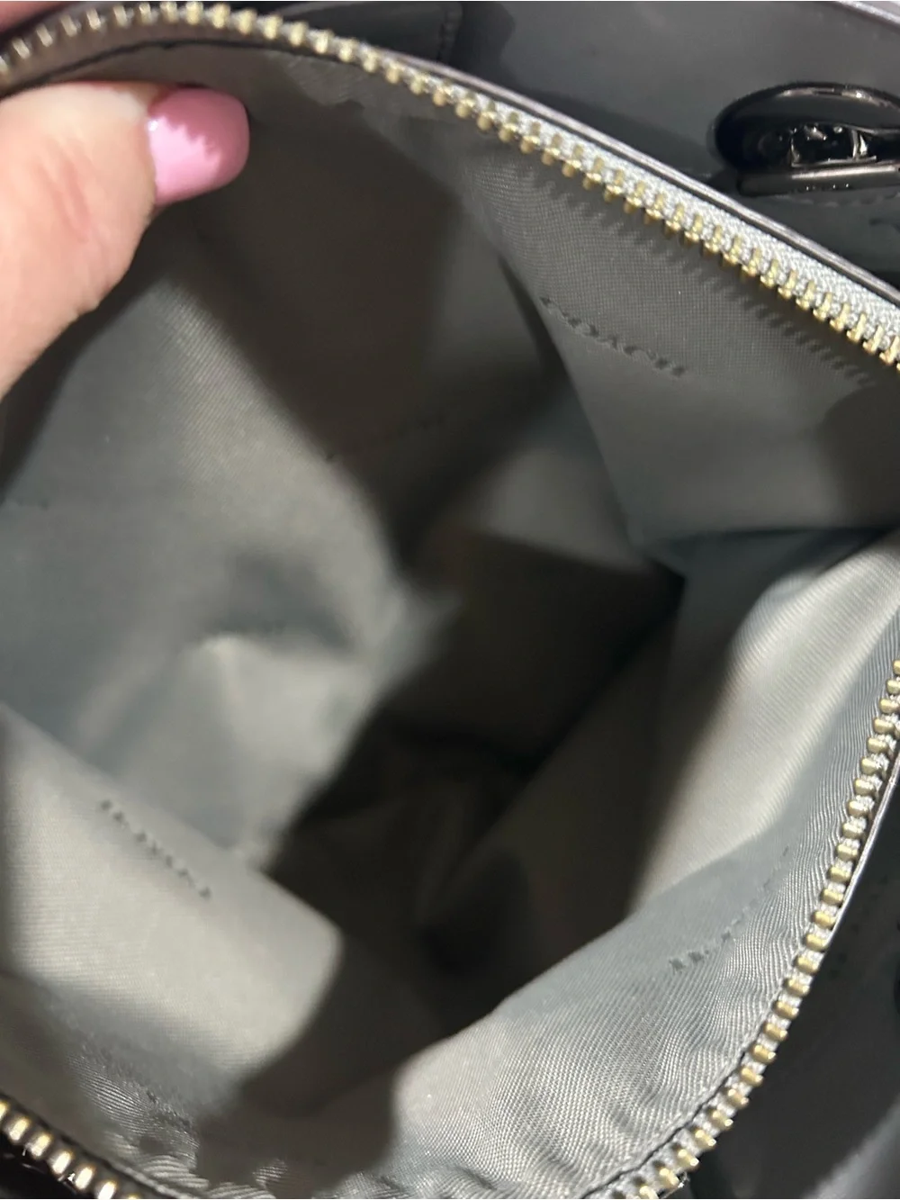 Coach Pebbled Leather Shoulder Bag in Light Gray